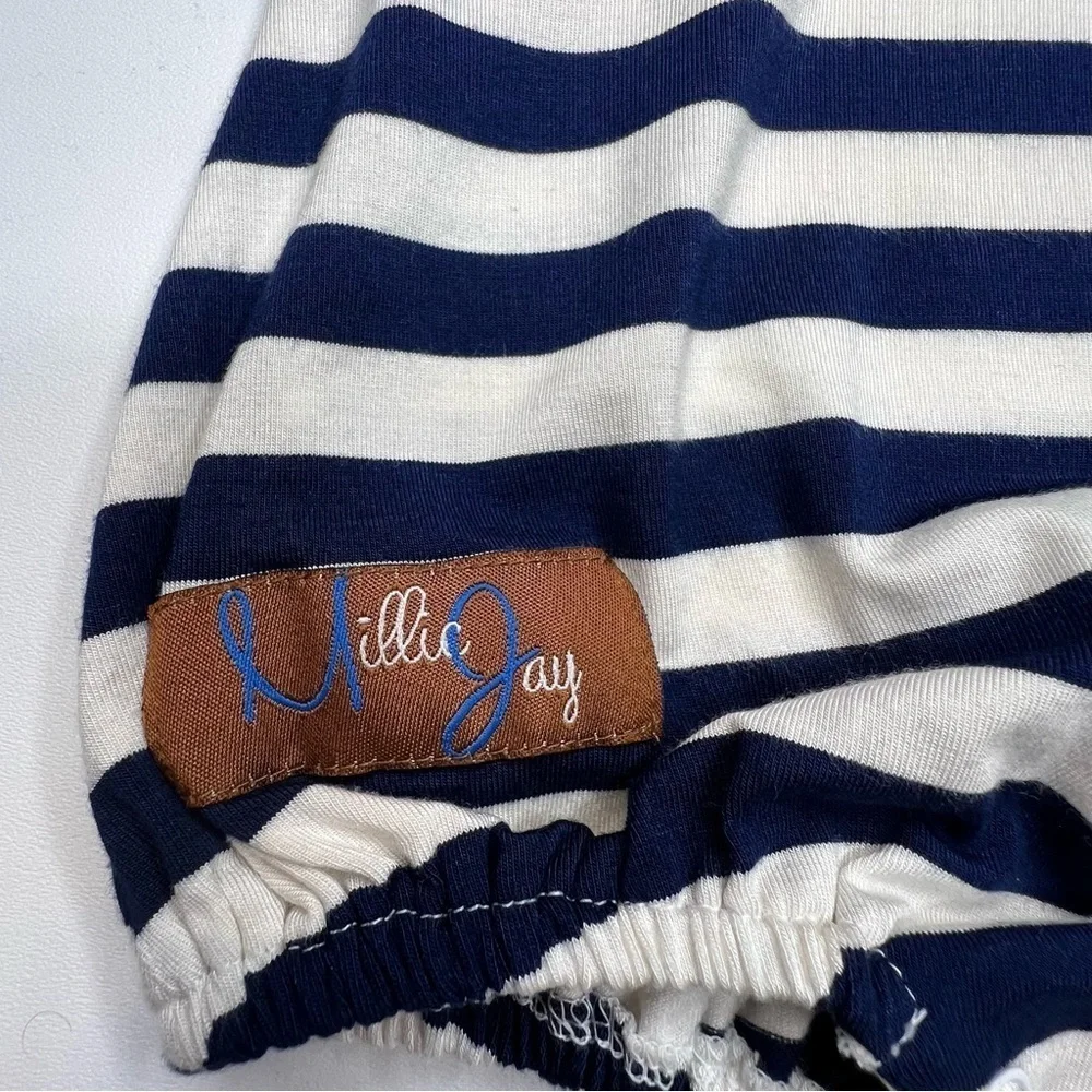 Nautical Anchor Bubble Romper Baby 3M Navy Stripe NWT Millie Jay